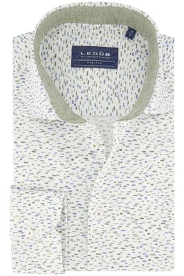Ledub Ledub overhemd ml 7 stretch wit lichtgroen