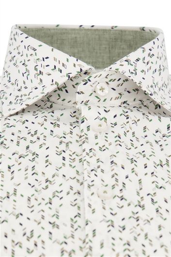 Ledub overhemd mouwlengte 7 Modern Fit normale fit groen geprint katoen