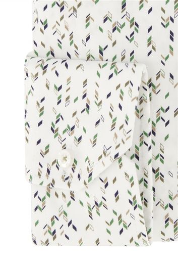 Ledub overhemd mouwlengte 7 Modern Fit normale fit groen geprint katoen