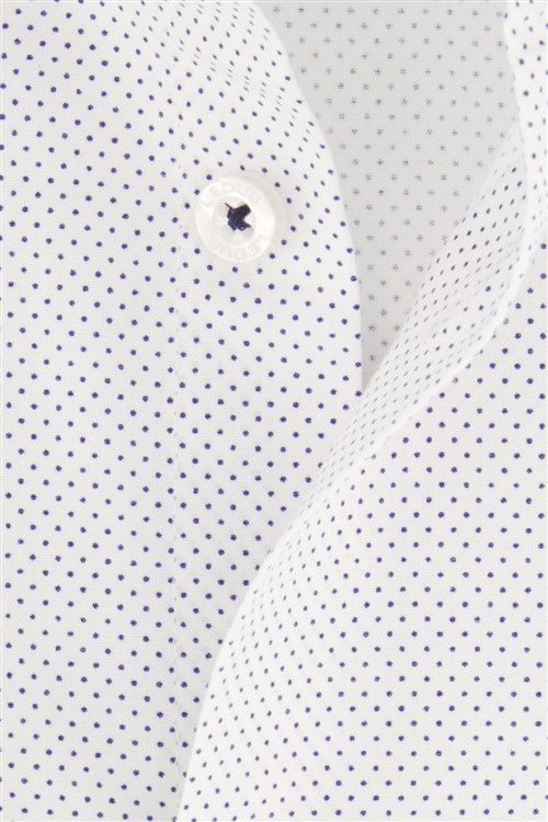Ledub overhemd mouwlengte 7 Modern Fit New normale fit wit geprint katoen wide spread boord