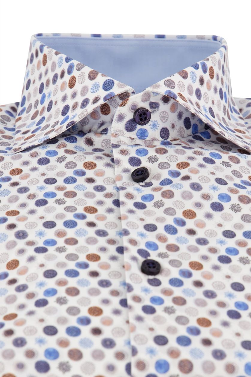 Blauw geprint Ledub business overhemd normale fit katoen