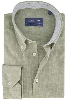 Ledub Ledub business overhemd Ledûb Modern Fit New normale fit groen effen katoen button-down boord