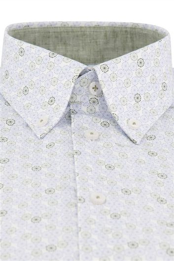 Ledub overhemd korte mouw patroon wit groen