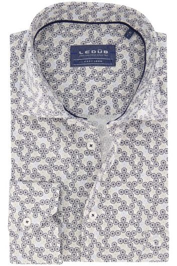Ledub business overhemd Ledûb Modern Fit New normale fit blauw geprint katoen met borstzak