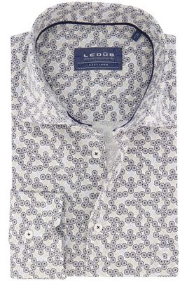 Ledub Ledub business overhemd Ledûb Modern Fit New normale fit blauw geprint katoen met borstzak