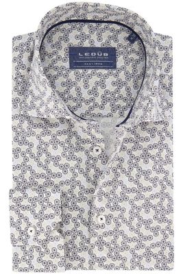 Ledub Ledub overhemd mouwlengte 7 Modern Fit New normale fit blauw geprint katoen