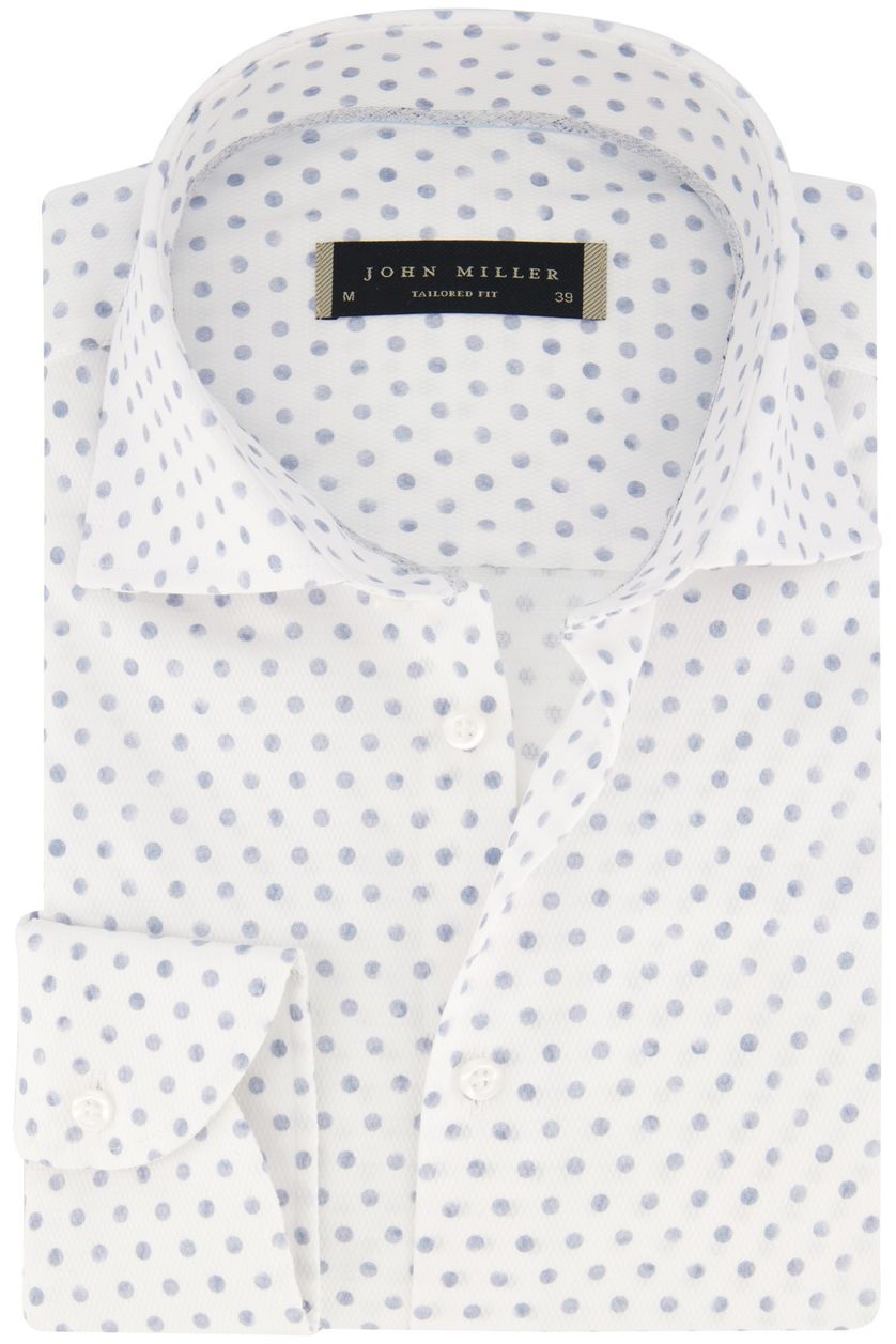 overhemd John Miller wit geprint stippen tailored fit