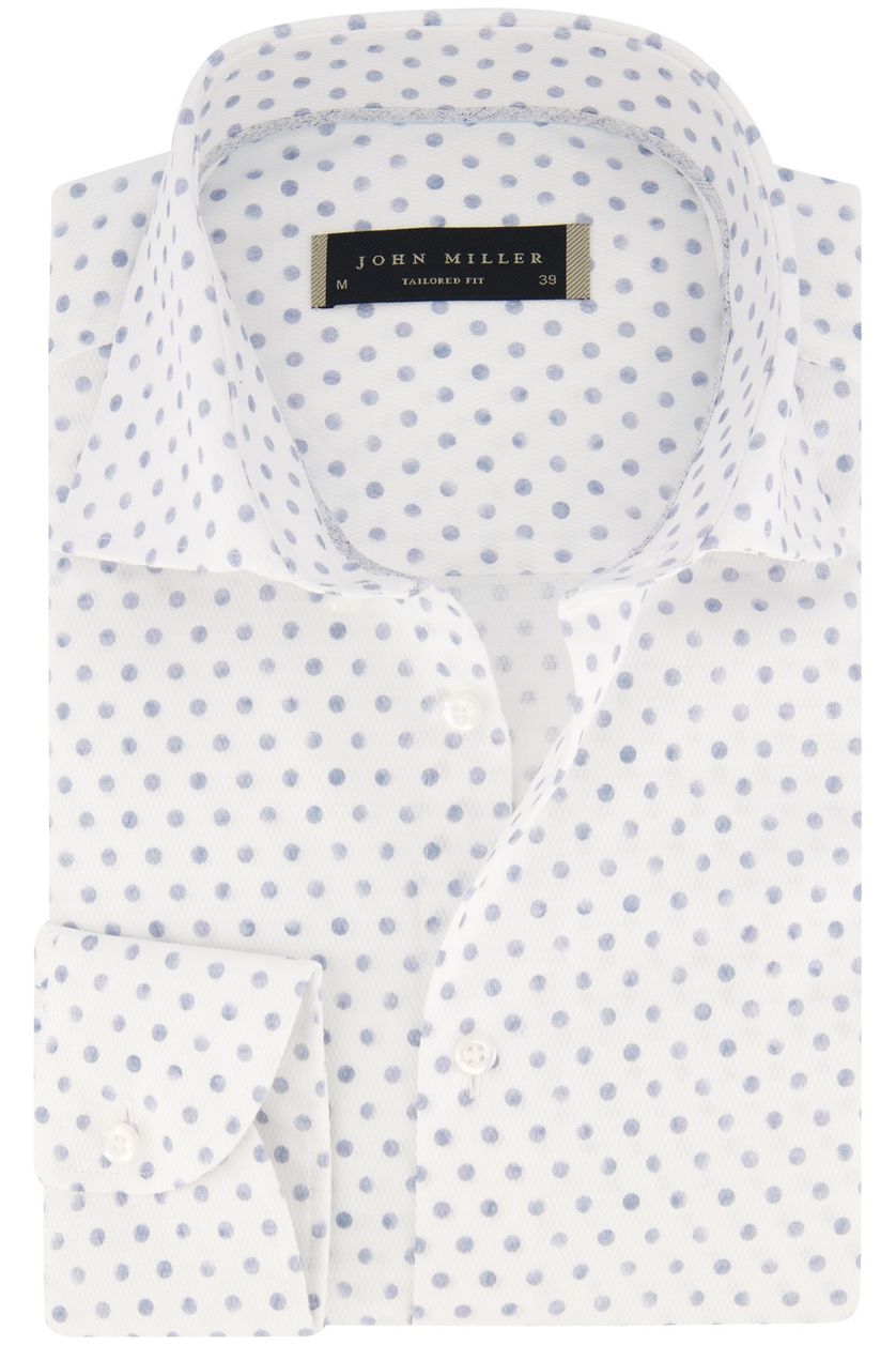 overhemd John Miller wit geprint tailored fit