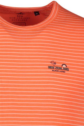 NZA t-shirt Wimbledon wit oranje neon gestreept met logo
