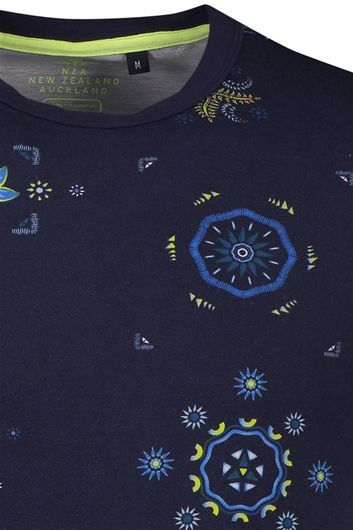 T-shirt NZA Tennants donkerblauw mandala geprint ronde hals