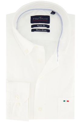 Portofino Portofino overhemd wijde fit wit uni 100% katoen