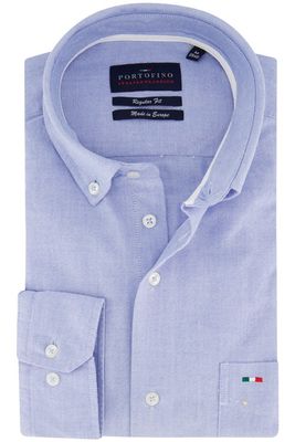 Portofino Portofino casual overhemd wijde fit lichtblauw uni 100% katoen