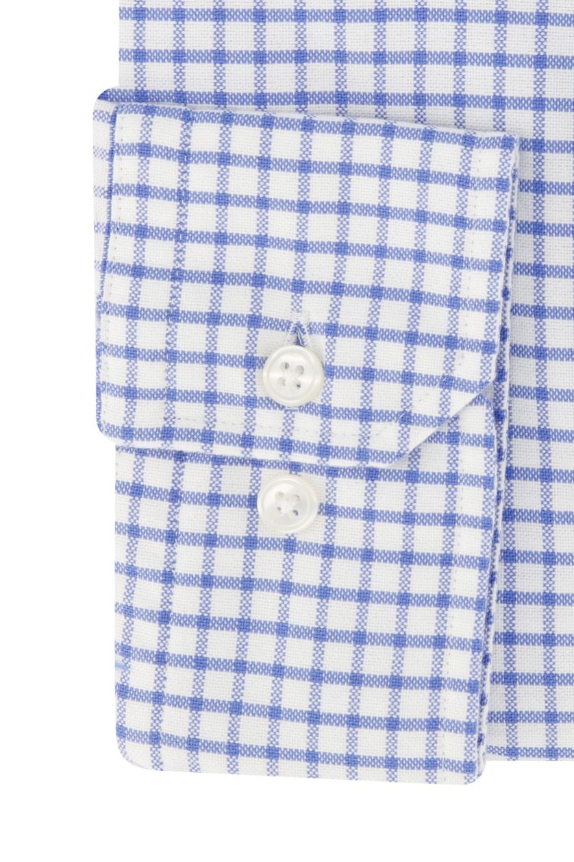 Portofino casual Regular Fit overhemd wijde fit blauw wit geruit katoen