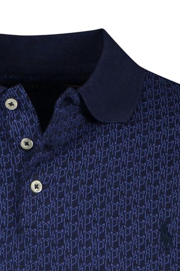 Polo Ralph Lauren polo Custom Slim Fit normale fit donkerblauw geprint 100% katoen