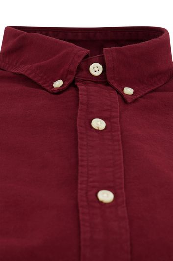 Polo Ralph Lauren casual overhemd slim fit bordeaux effen katoen