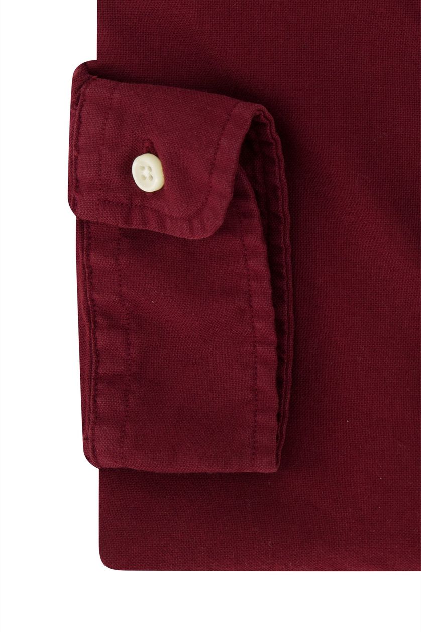 Overhemd Polo Ralph Lauren casual slim fit bordeaux effen katoen