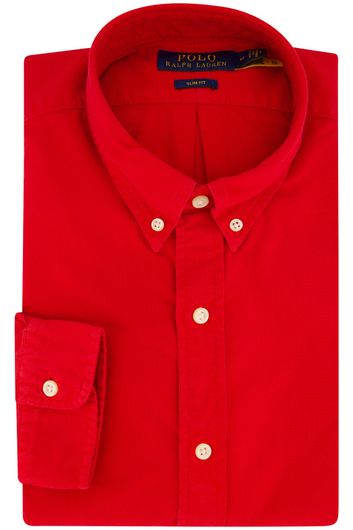 Polo Ralph Lauren casual slim fit overhemd rood katoen