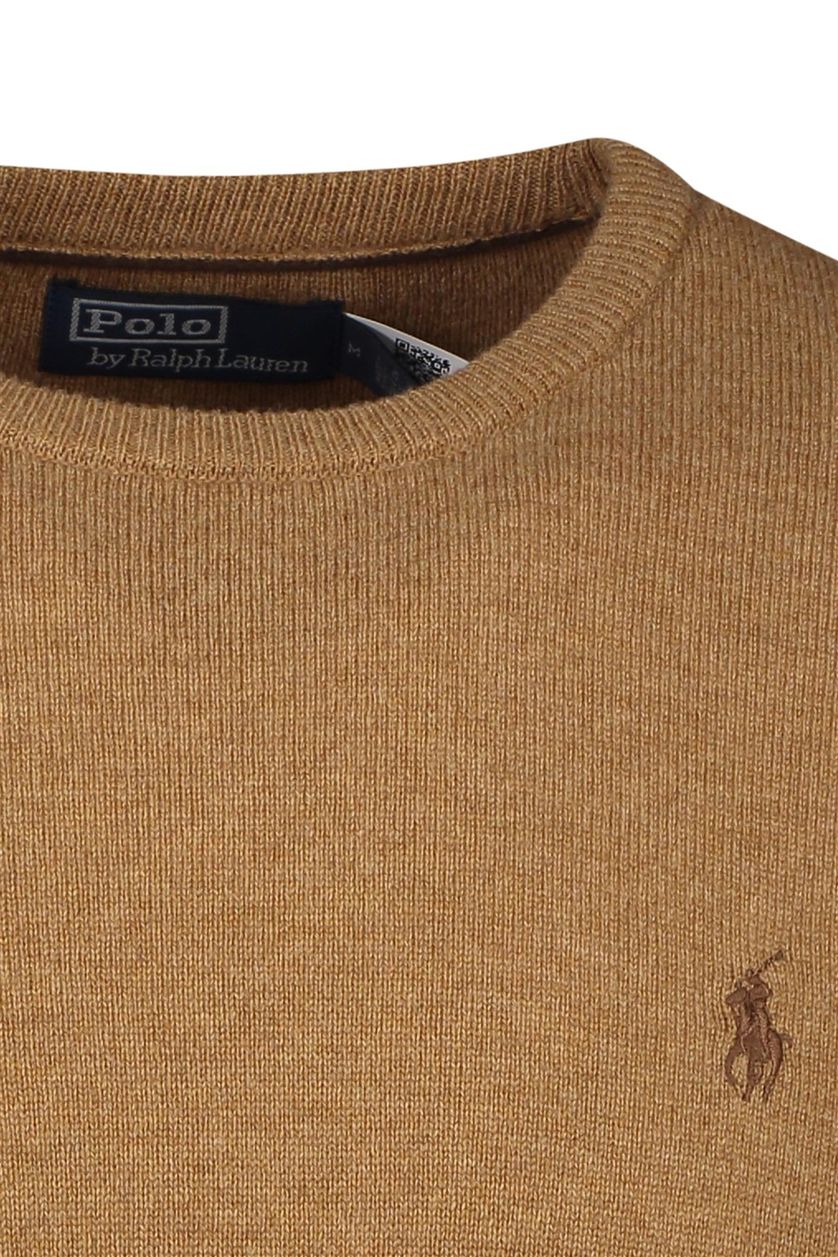 Polo Ralph Lauren trui ronde hals bruin effen 100% wol