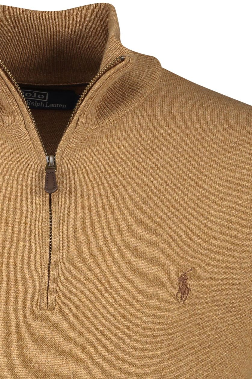 bruine Polo Ralph Lauren trui opstaande kraag wol
