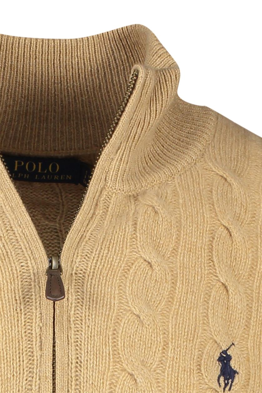 Wollen Polo Ralph Lauren trui halfzip beige