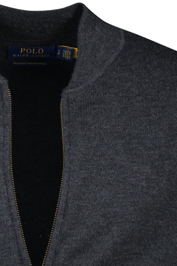 Polo Ralph Lauren vest ronde hals grijs rits effen merinowol