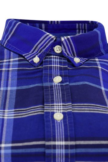 Polo Ralph Lauren casual overhemd slim fit blauw geruit 100% katoen