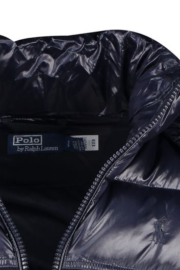 Polo Ralph Lauren winterjas donkerblauw effen rits normale fit wol