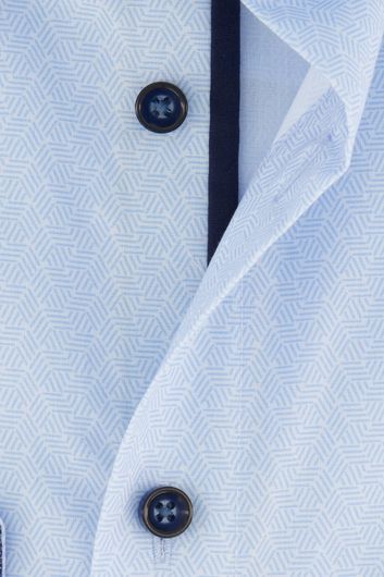 Olymp business overhemd Luxor Comfort Fit lichtblauw geprint katoen