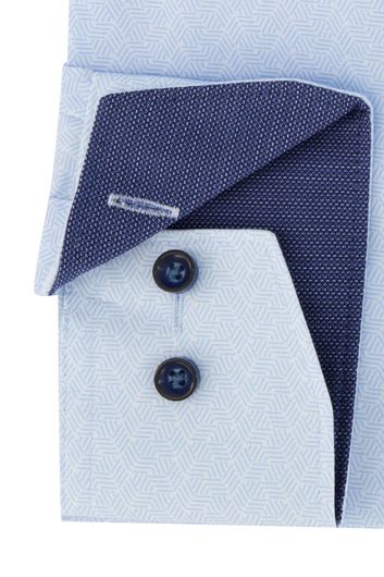 Olymp business overhemd Luxor Comfort Fit lichtblauw geprint katoen
