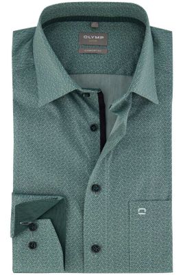 Olymp Olymp business overhemd Luxor Comfort Fit wijde fit groen geprint katoen