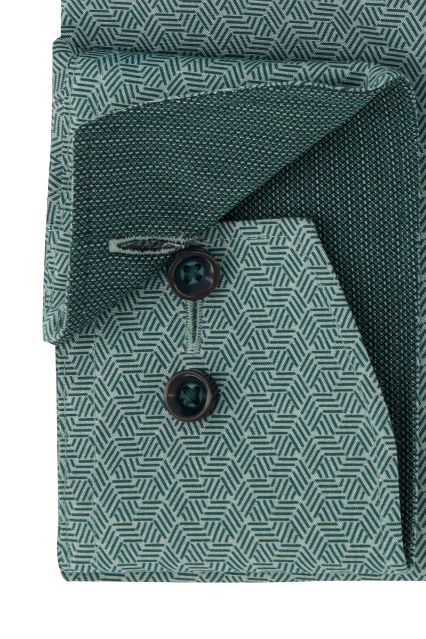 katoenen Olymp business overhemd Luxor Comfort Fit groen geprint