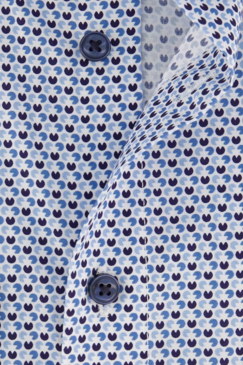Olymp overhemd Luxor Comfort Fit strijkvrij lichtblauw geprint katoen