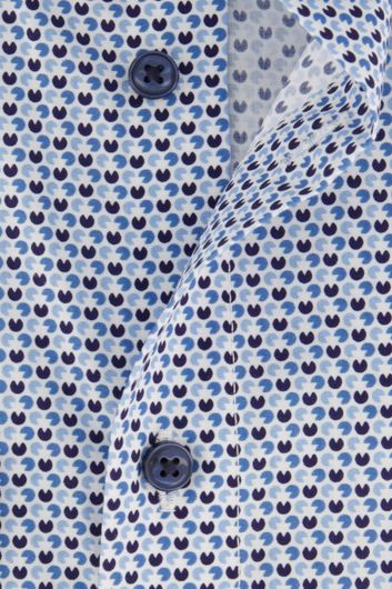 Olymp strijkvrij overhemd Luxor comfort fit lichtblauw geprint katoen