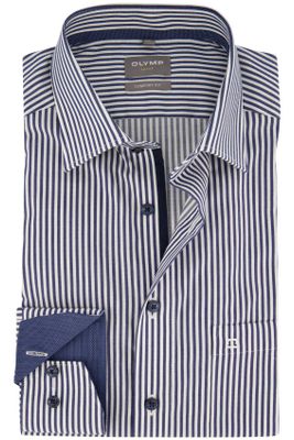 Olymp Olymp overhemd luxor comfort fit strijkvrij donkerblauw gestreept katoen