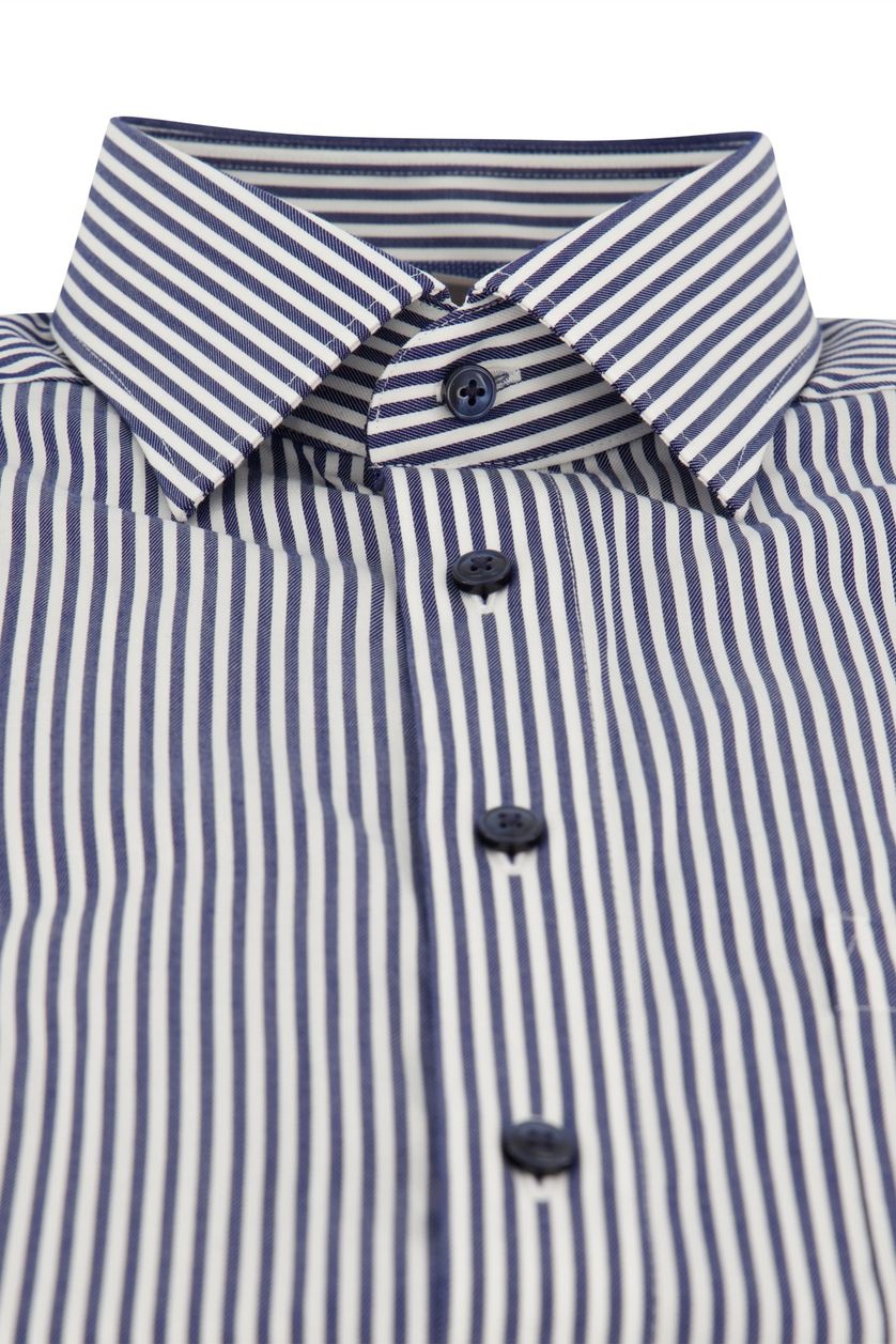 Olymp overhemd luxor comfort fit strijkvrij donkerblauw gestreept katoen