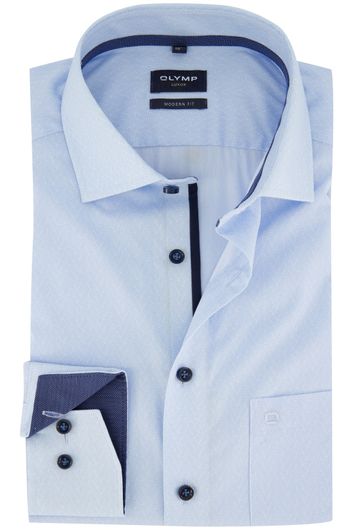 Olymp overhemd mouwlengte 7 normale fit lichtblauw geprint katoen