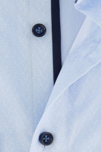Olymp overhemd mouwlengte 7 normale fit lichtblauw geprint katoen
