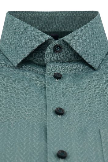 Olymp overhemd mouwlengte 7 normale fit groen geprint katoen