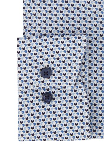 Olymp overhemd mouwlengte 7 normale fit blauw geprint strijkvrij