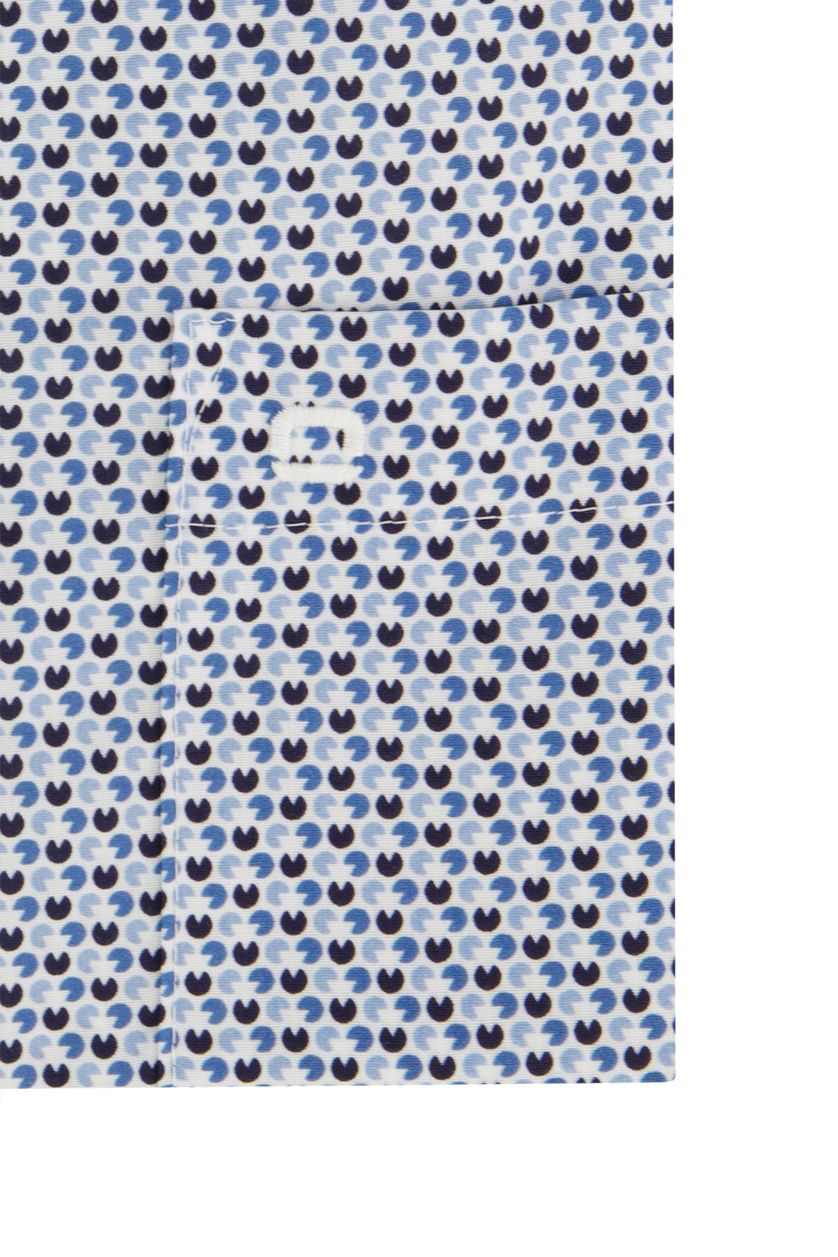 Blauw geprint Olymp overhemd mouwlengte 7 normale fit