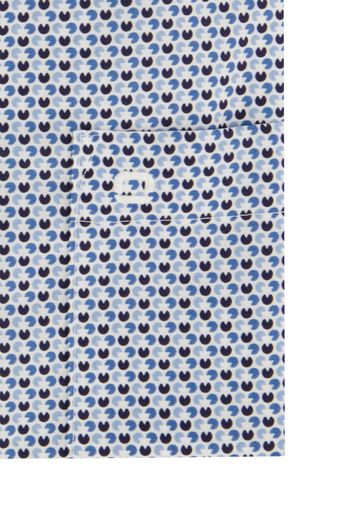 Olymp overhemd mouwlengte 7 normale fit blauw geprint katoen