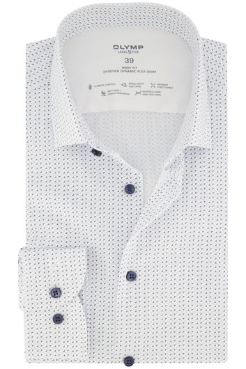 Olymp overhemd slim fit wit geprint katoen