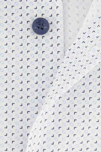 Olymp overhemd mouwlengte 7 slim fit wit geprint katoen