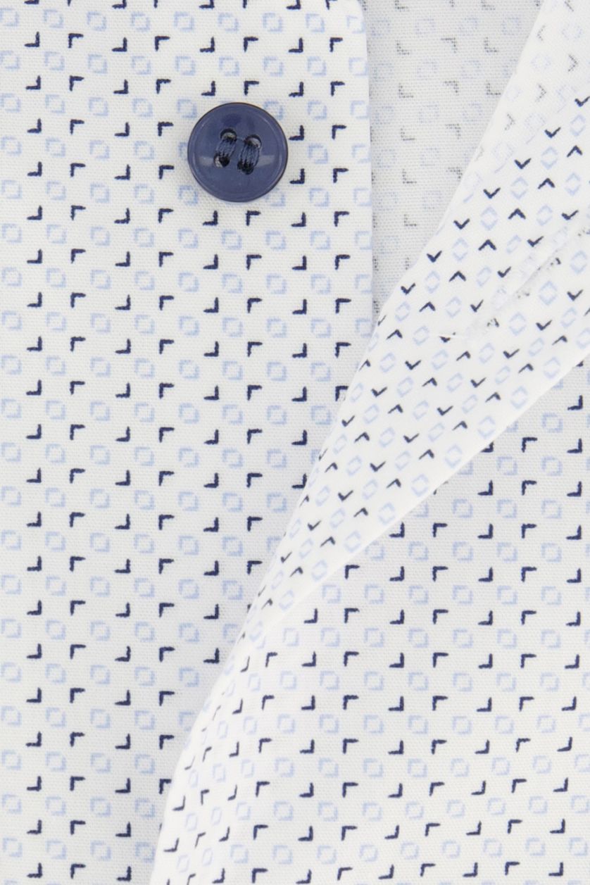 Wit geprint katoen Olymp overhemd mouwlengte 7 slim fit