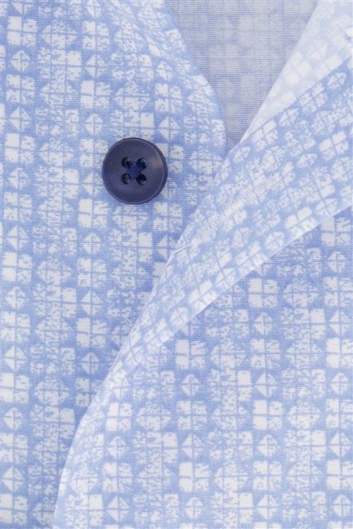 Normale fit Olymp overhemd mouwlengte 7 blauw geprint katoen
