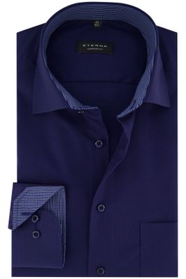Eterna Eterna Comfort Fit business overhemd donkerblauw effen katoen