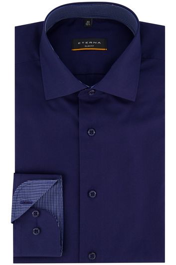 Eterna business overhemd slim fit donkerblauw effen katoen