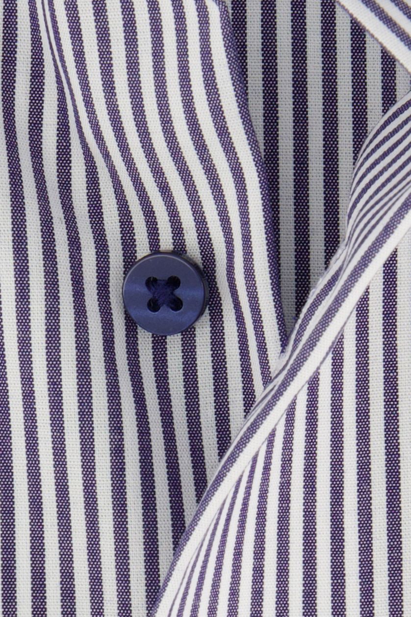 business overhemd Eterna Modern Fit normale fit donkerblauw gestreept katoen