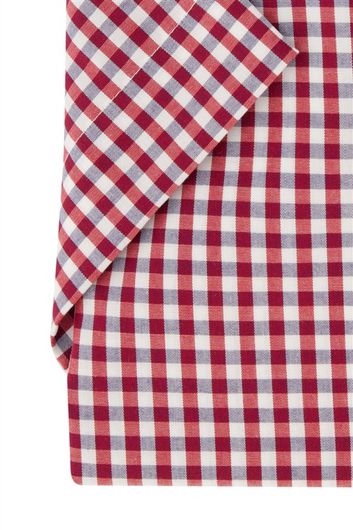 Eterna overhemd korte mouw wijde fit rood geruit katoen button-down