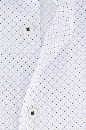 Eterna overhemd korte mouw normale fit wit geprint katoen